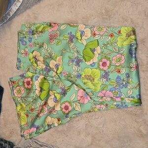 Zara silk green patern pants